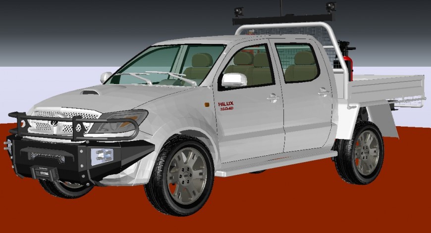 Toyota hilux car detail 3d model CAD blocks layout autocad file